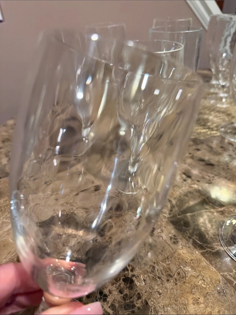 Textured Acrylic Footed Goblet, Tumbler, Ice Tea, Cocktail Glass - Set of 12